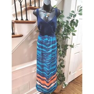 Robbie Bee Womens Multicolor Polyester Scoop Neck Sleeveless Long Maxi Dress 24W